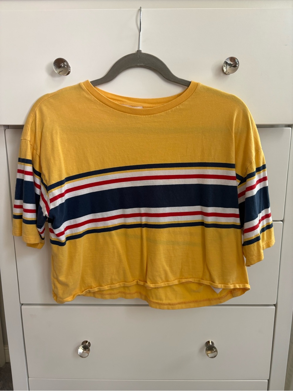 Urban Outfitters Yellow Striped Cropped Tee